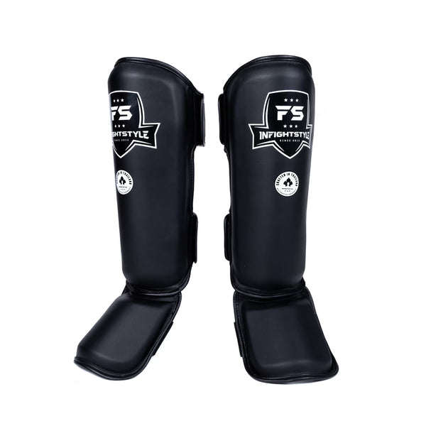 Pro Shinguards Semi Black Fight Gear | InFightStyle