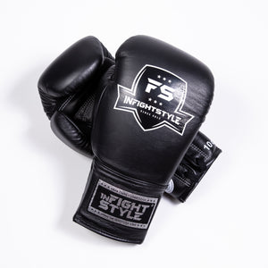 InFightStyle Lace Up Boxing Gloves - Black - InFightStyle Muay Thai Gear, Boxing Gloves