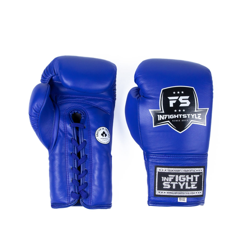InFightStyle Lace Up Boxing Gloves - Blue