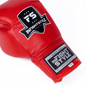 InFightStyle Lace Up Boxing Gloves - Red