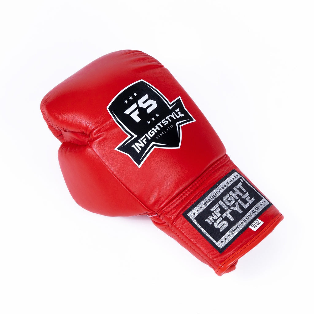 InFightStyle Lace Up Boxing Gloves - Red