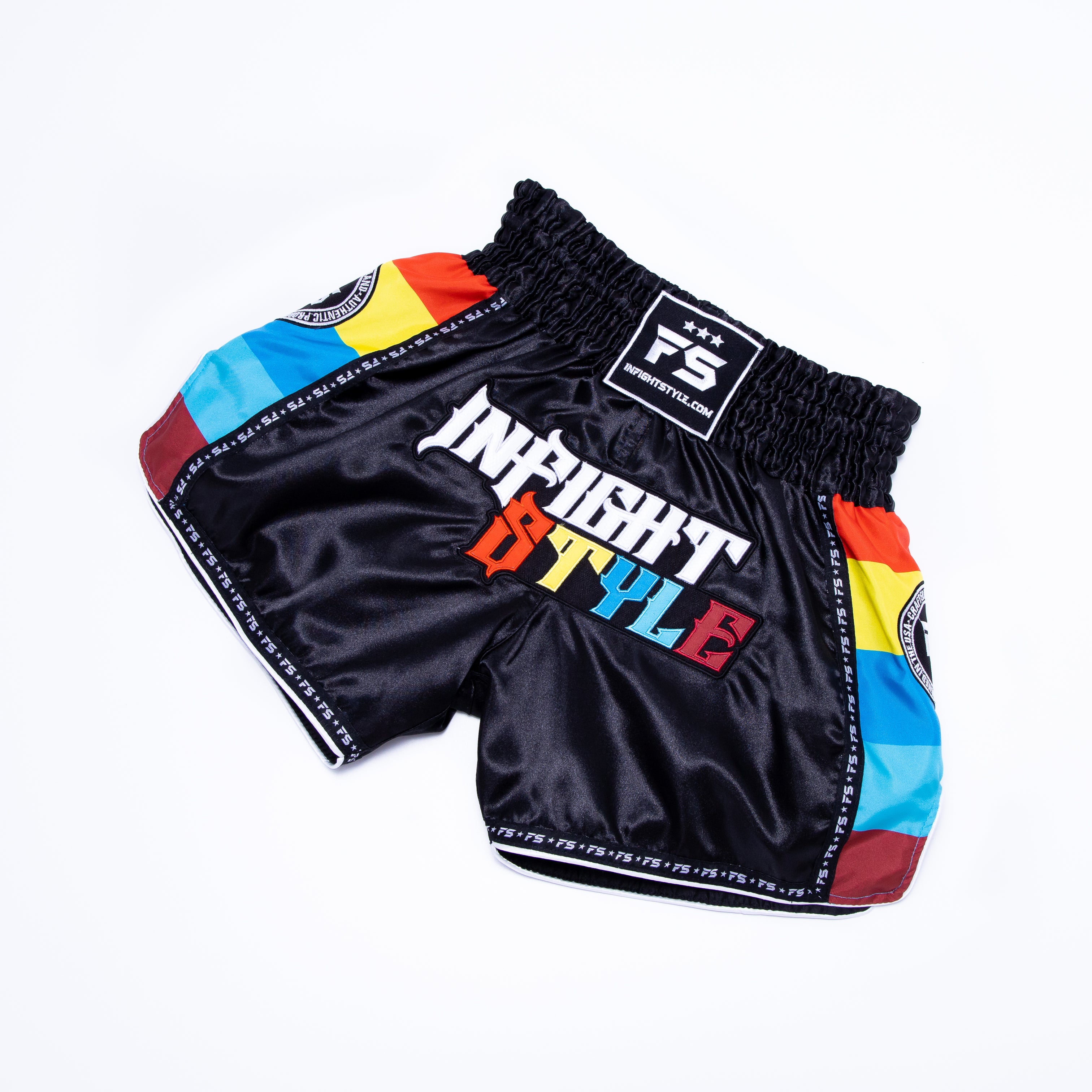 InFight Style ボクシングショーツ M 黒/青 Durable Muay Thai Shorts for Fighters | InFightStyle