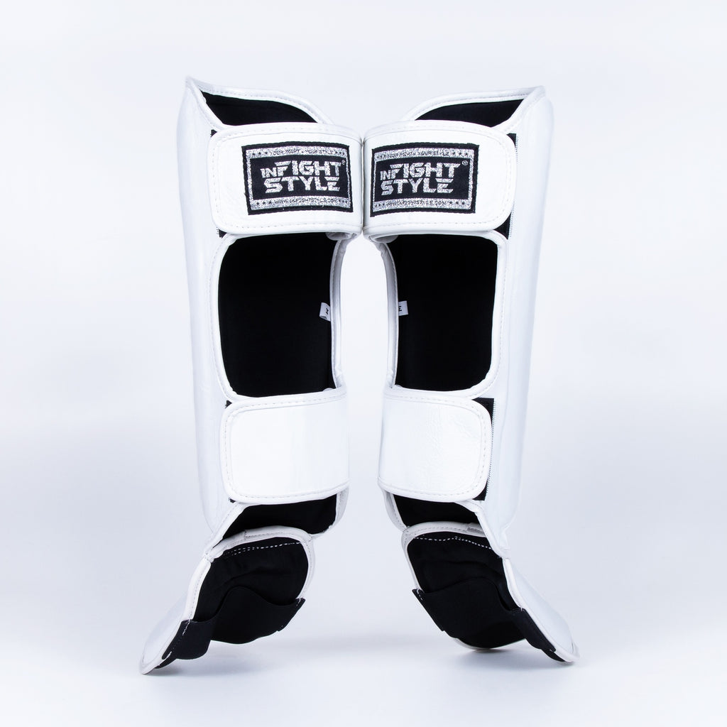 FS Pro Shinguards Leather - White