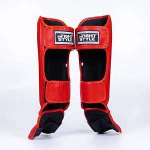 FS Pro Shinguards Leather - Red