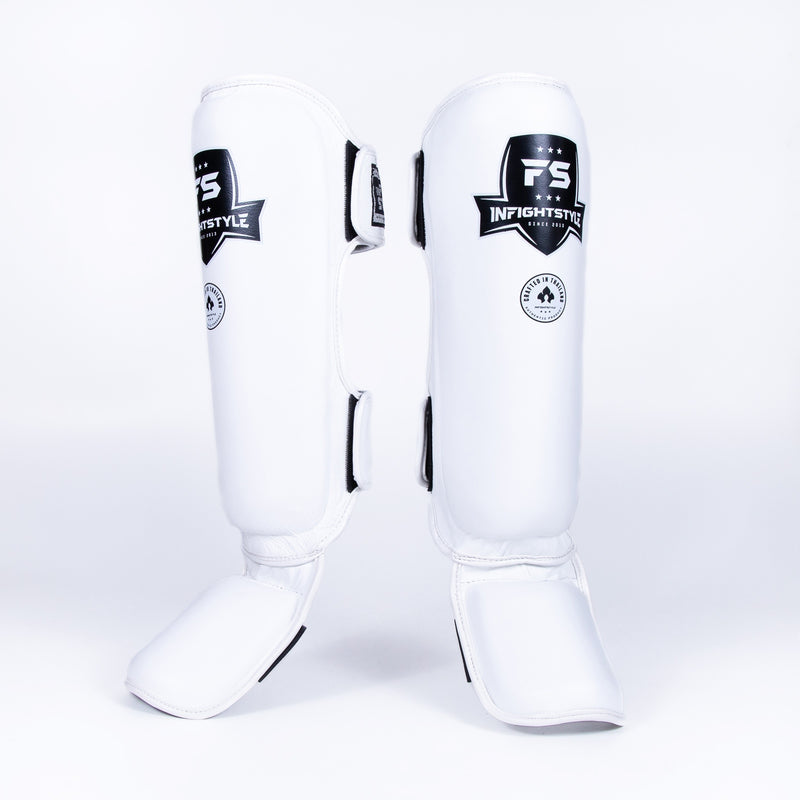 FS Pro Shinguards Leather - White