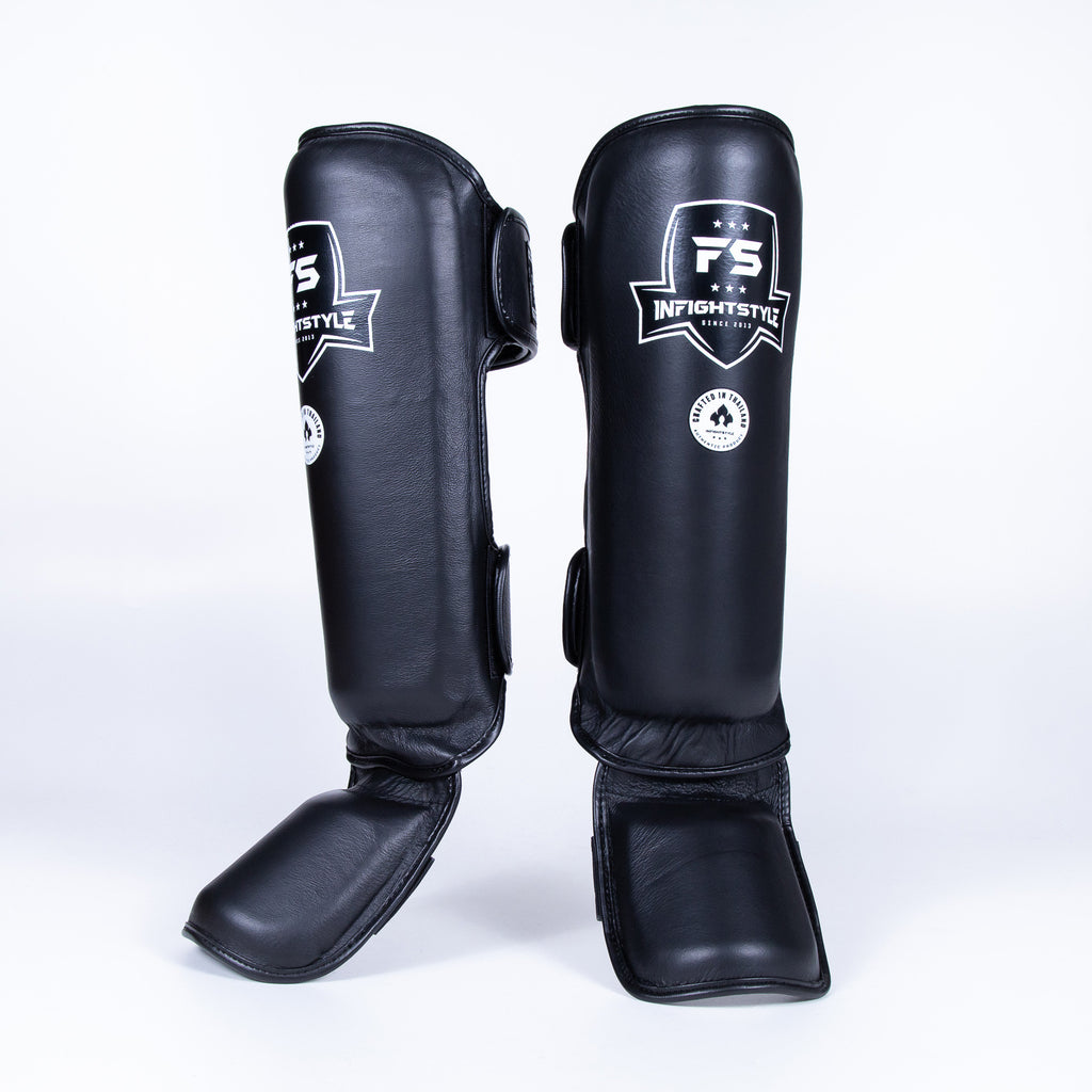 FS Pro Shinguards Leather - Black