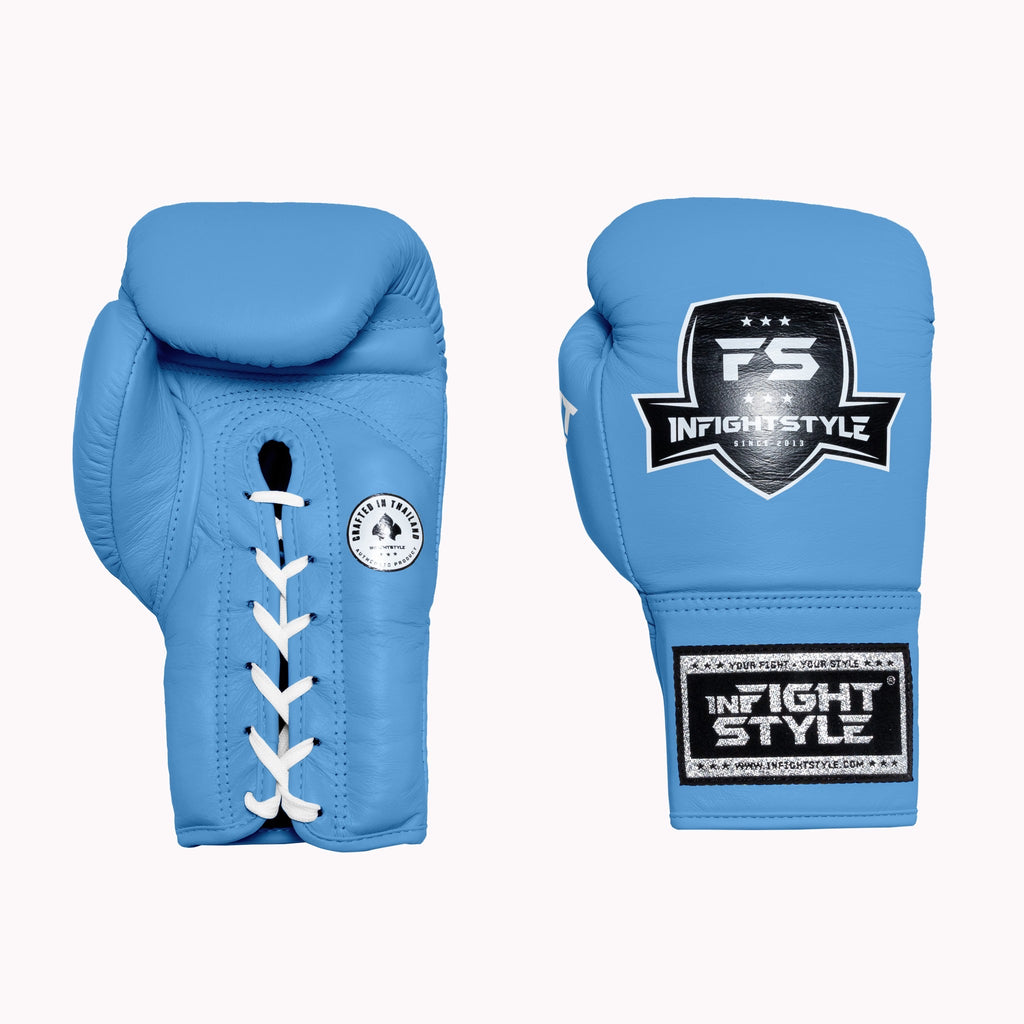 FS Leather Lace Up Boxing Gloves - Tar Heel Blue