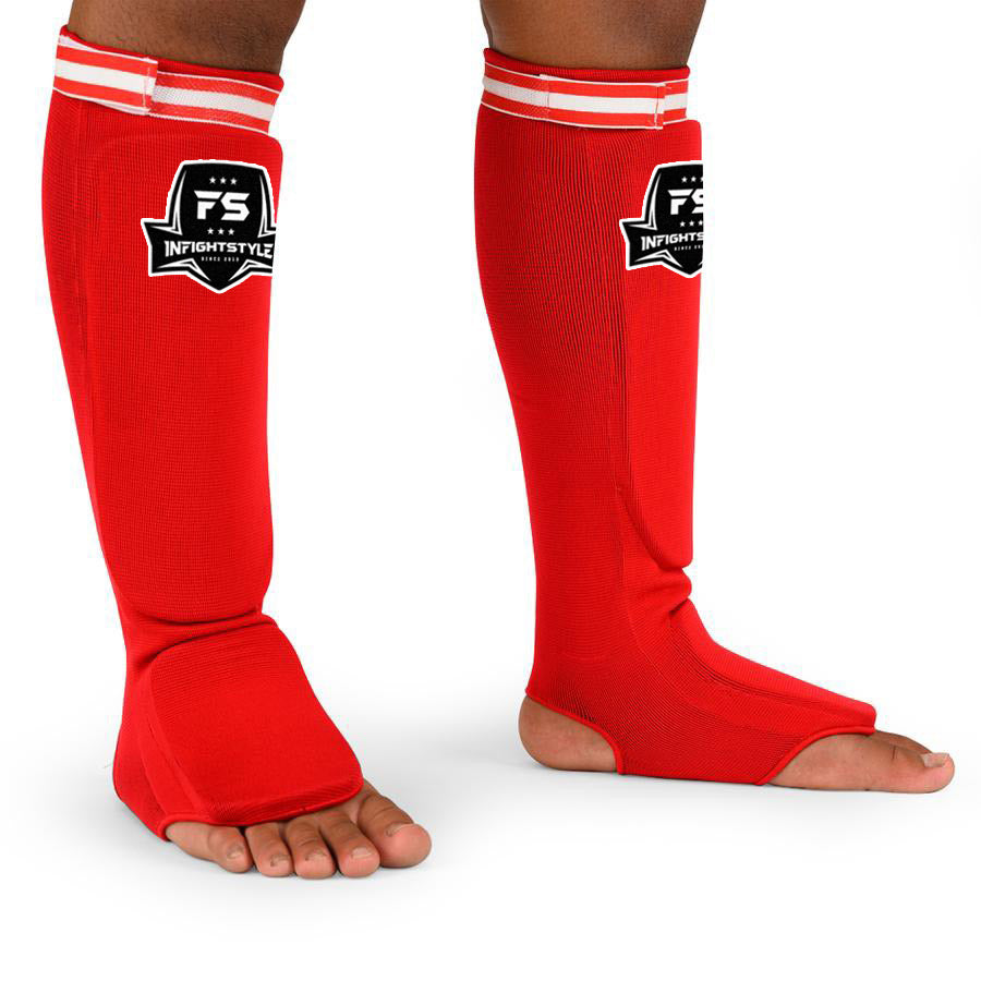 Cloth Elastic Shinguards - Red