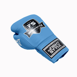 FS Leather Lace Up Boxing Gloves - Tar Heel Blue